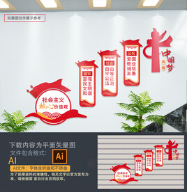 核心价值观楼梯文化墙