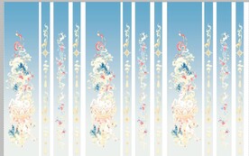 汉服蓝色渐变祥云红花鹿