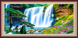 瀑布风景画