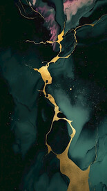 墨绿色水墨抽象画