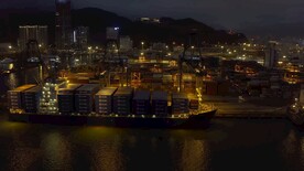 盐田港港口码头夜景货轮停靠装卸