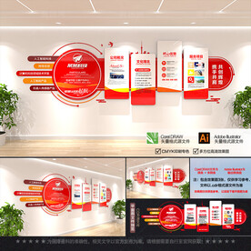 红色企业文化墙