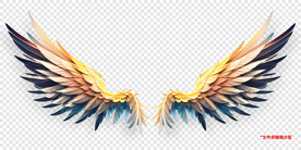 酷炫彩色动漫卡通羽毛翅膀