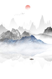 水墨山水玄关画