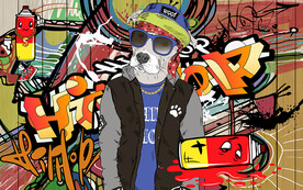 欧美涂鸦嘻哈工装背景墙