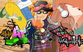 个性街头涂鸦工装背景墙