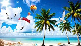 蓝天白云大海沙滩