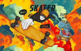 超酷潮流涂鸦滑板背景设计图