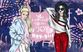 潮流蓝色个性美女服饰设计