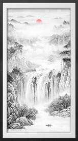 竖幅国画山水画