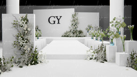 韩式白绿色极简婚礼