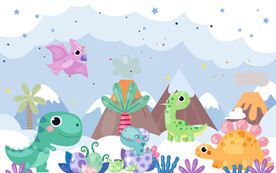 卡通恐龙儿童房背景