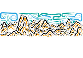 传统山水手绘插画