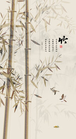 中式水墨竹子玄关画