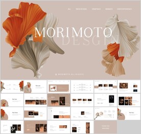 清新典雅花朵莫兰迪色ppt模板