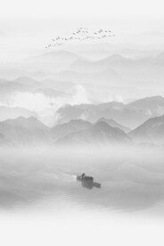 竖幅水墨山水玄关画