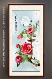 高清牡丹玄关装饰画