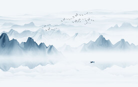 抽象意境水墨山水画背景墙