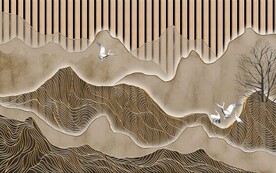 复古意境抽象金线水墨山水