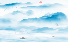 新中式水墨山水情办公室挂画