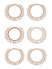 橄榄麦穗花环徽章边框元素