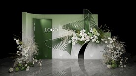 白绿渐变婚礼迎宾区