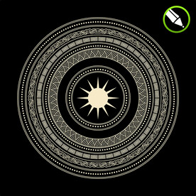 中式黑金圆形拼花图案