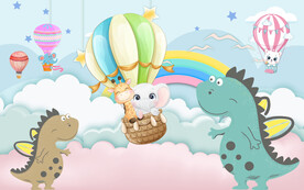 卡通恐龙儿童房背景墙