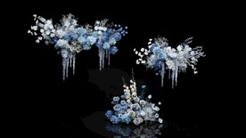 蓝色婚礼花艺su模型