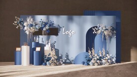 蓝色婚礼迎宾区su模型