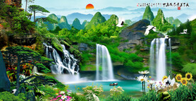 国画风景画山水壁画