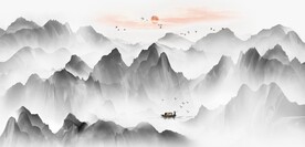 新中式抽象水墨山水风景背景墙