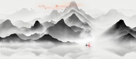 新中式抽象水墨山水风景背景