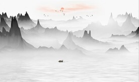 新中式抽象水墨山水风景背景墙