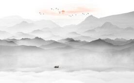 新中式抽象水墨山水风景背景墙