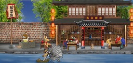 复古酸菜鱼餐饮背景墙壁画