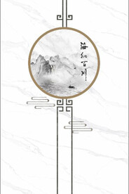 新中式水墨山水复式楼玄关背景