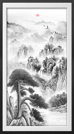 迎客松水墨玄关画