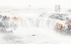 新中式水墨山水画