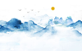 意境水墨山水画背景墙