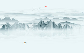 中式水墨山水画