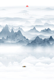 水墨山水玄关画