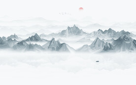 禅意水墨山水画背景墙