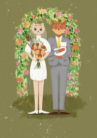 原创动物夫妻插画