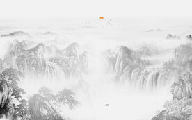 新中式国画山水电视背景墙