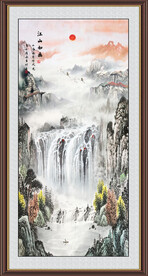 源远流长国画山水玄关画