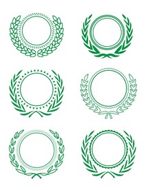 绿色橄榄麦穗花藤图标徽章元素