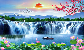 流水生财 旭日东升