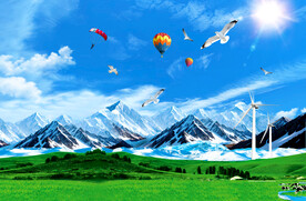 蓝天白云雪山草原