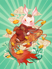 兔步青云兔年原创插画